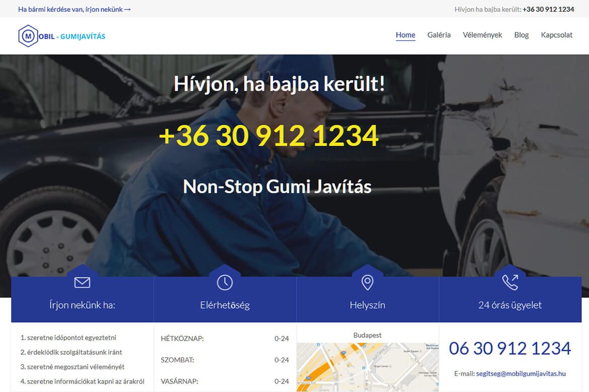 Mobil Gumijavítás - Profi WebDesign